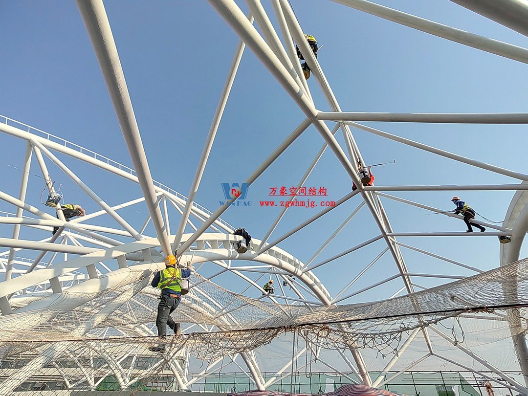 施工加速，這個PTFE膜結構天幕即將完工！