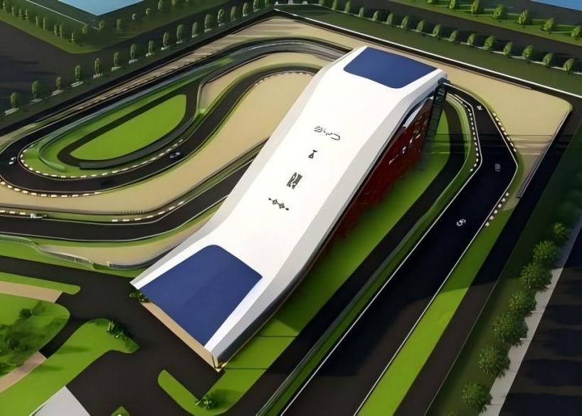 比亞迪紹興嵊州賽車(chē)場(chǎng)干拔沙坡觀景平臺(tái)PTFE鋼膜結(jié)構(gòu)