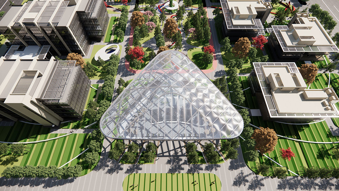 ETFE氣枕膜與雙曲面空間網(wǎng)殼結(jié)構(gòu)結(jié)合是什么樣？一起來一睹真容