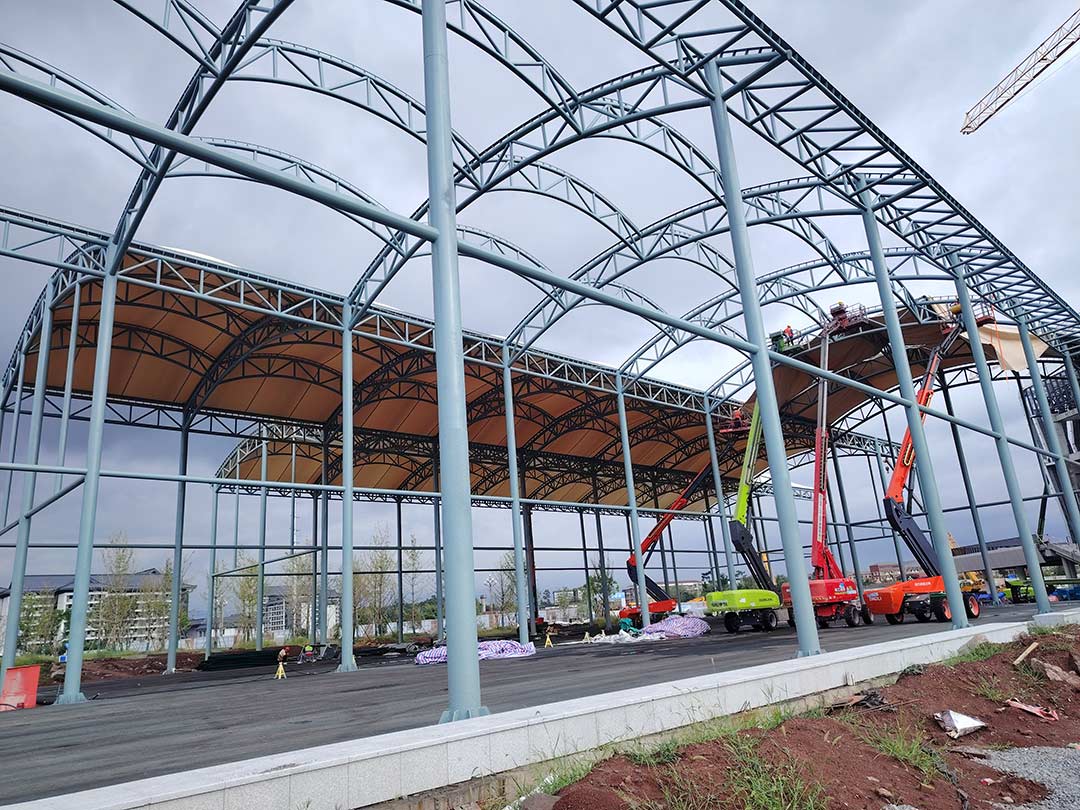 四川廣安共享體育場網(wǎng)球館PTFE膜結(jié)構(gòu)